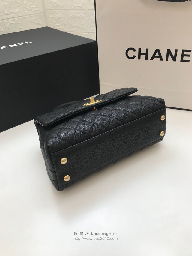 Chanel女包 A92990 小球紋手柄單肩斜挎女包 香奈兒手提中號口蓋包 香奈爾手拎包  djc2609